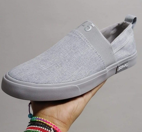 Grey canvas mens shoes